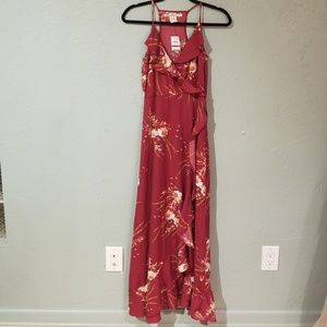 American rag red floral maxi dress xs nwt